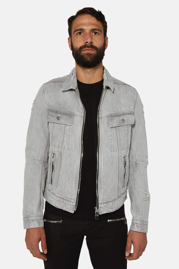 Veste en jean grise Balmain