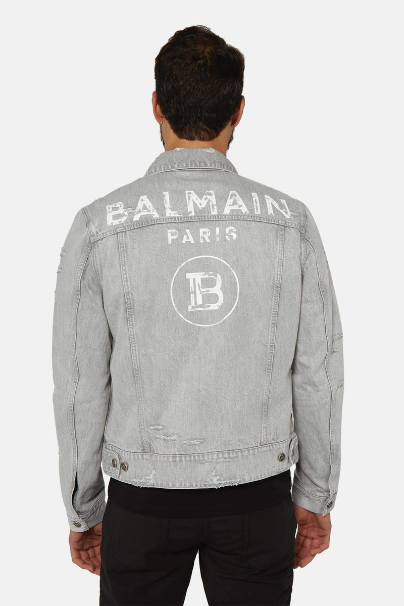 Veste en jean grise Balmain