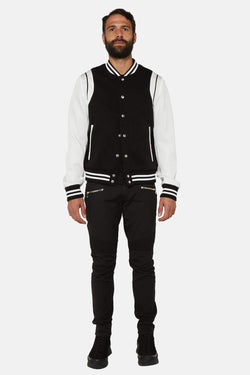 Blouson aviateur noir et blanc Balmain