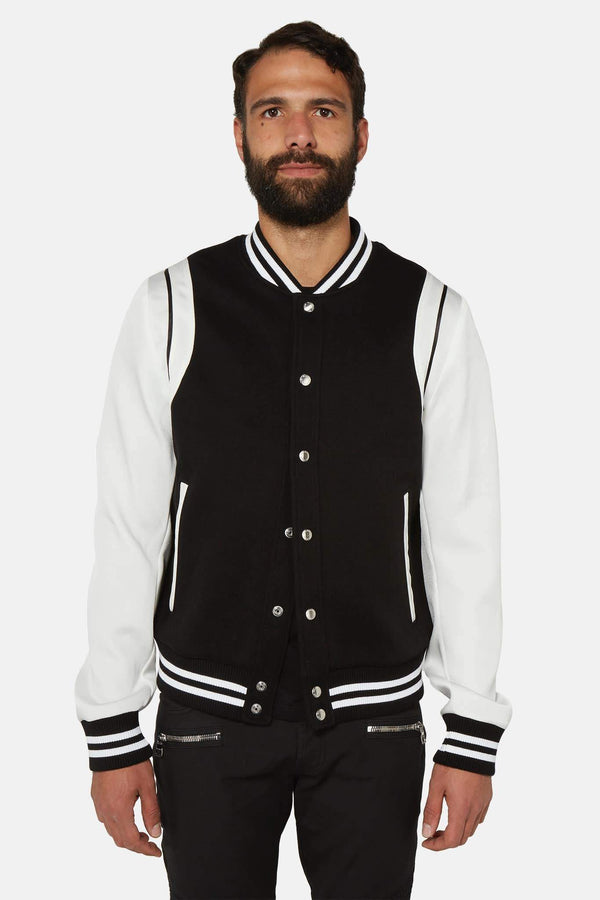 Blouson aviateur noir et blanc Balmain