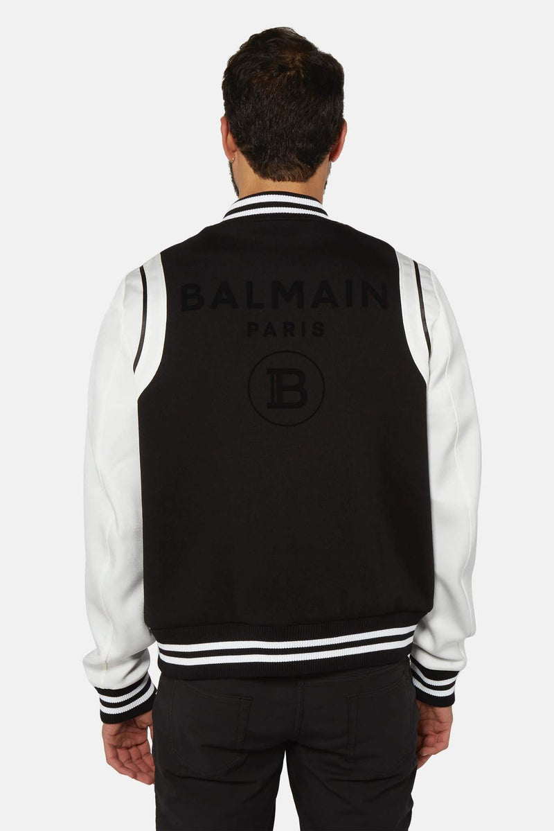 Blouson aviateur noir et blanc Balmain