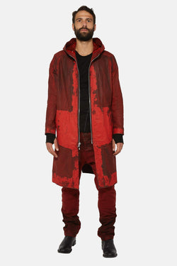 Parka à capuche à tâches rouges  Boris Bidjan Saberi