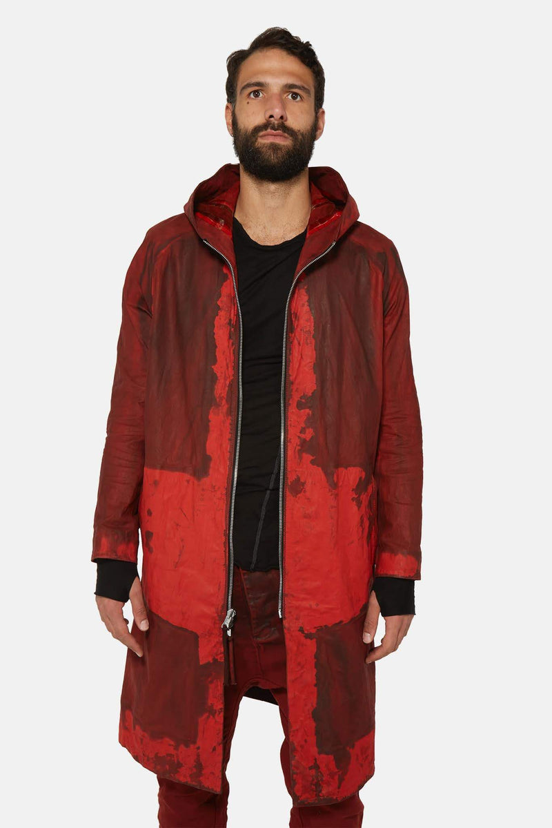 Parka à capuche à tâches rouges  Boris Bidjan Saberi