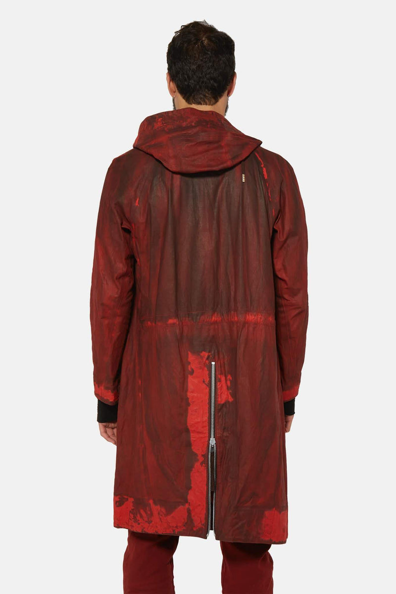 Parka à capuche à tâches rouges  Boris Bidjan Saberi