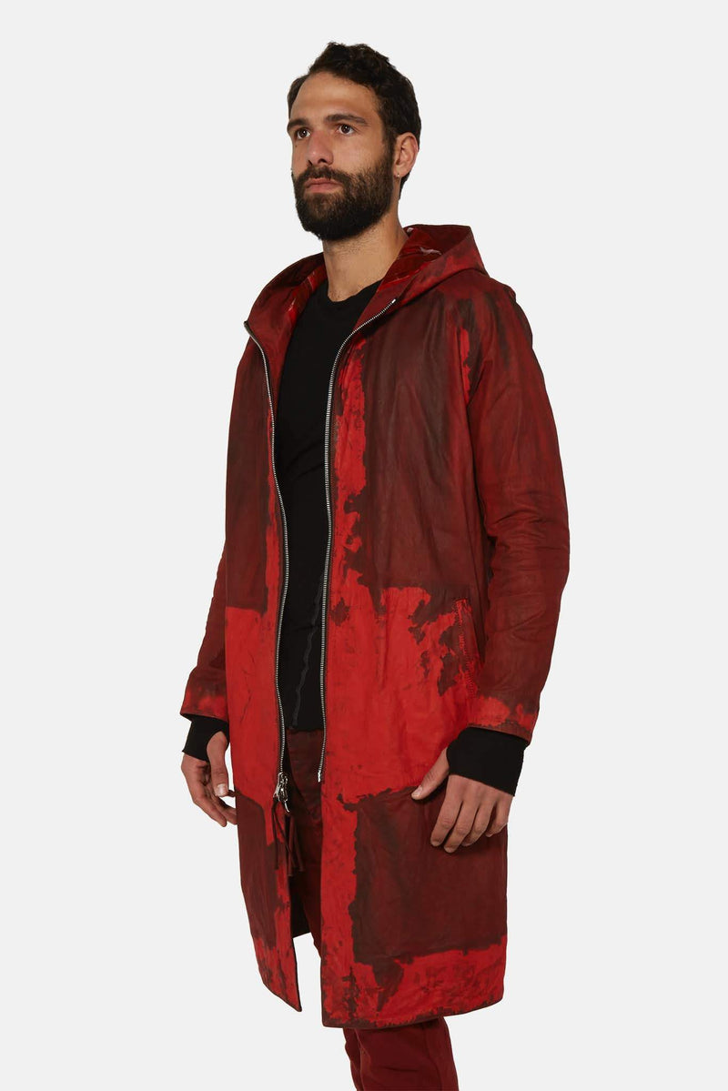 Parka à capuche à tâches rouges  Boris Bidjan Saberi