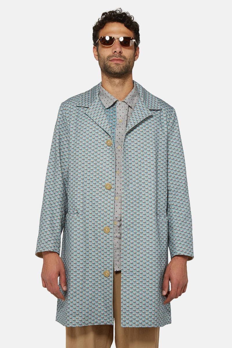 Manteau bleu à imprimé floral By Walid