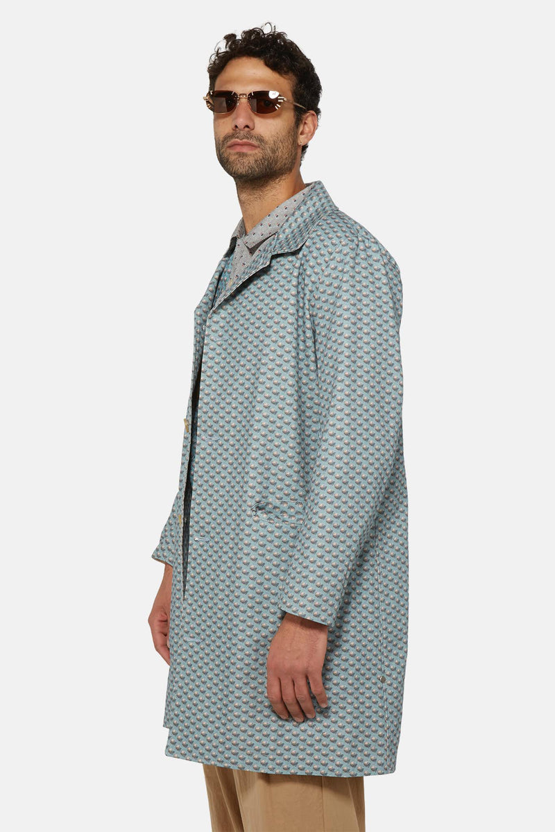 Manteau bleu à imprimé floral By Walid