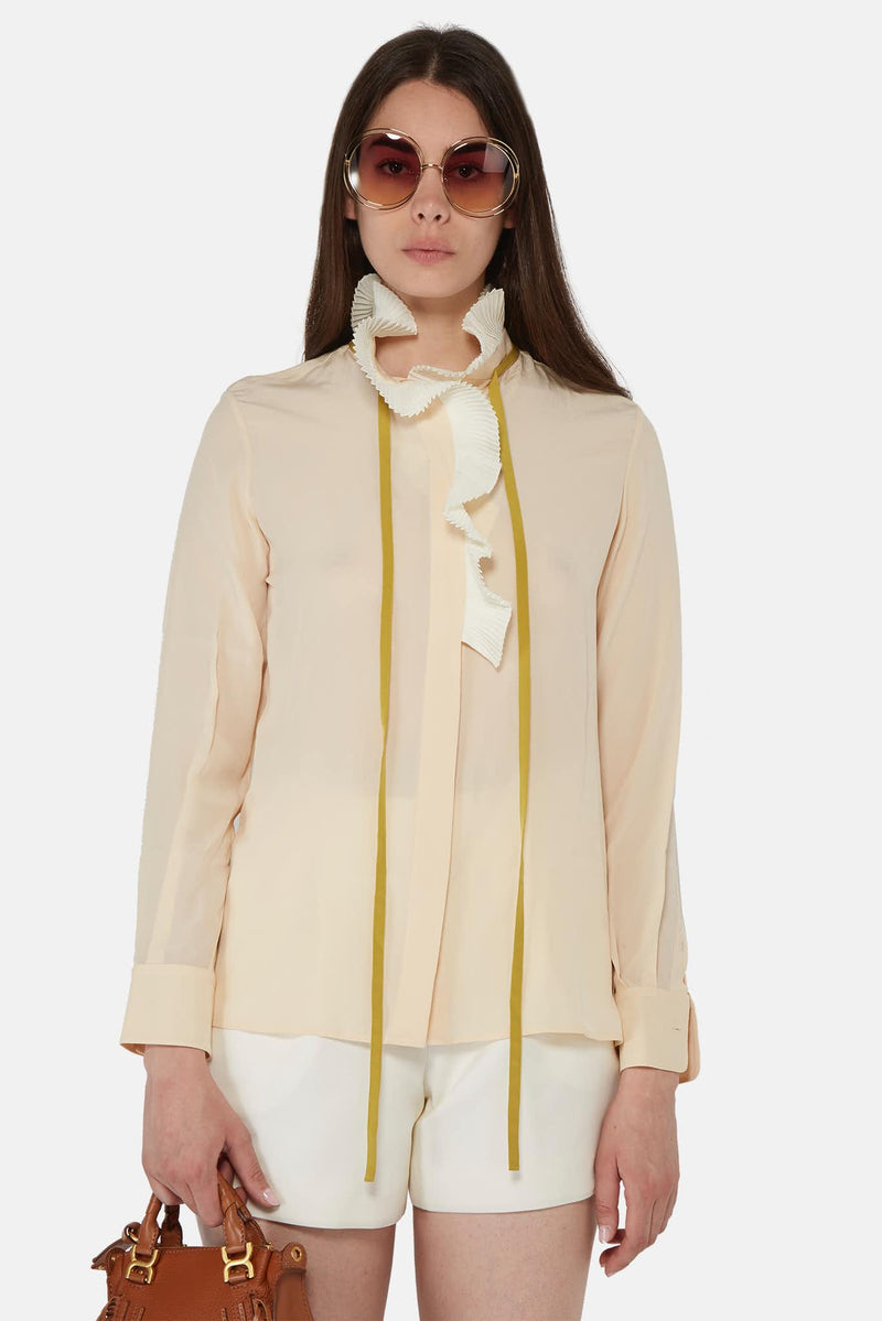 Chemise romantique en soie beige Chloé