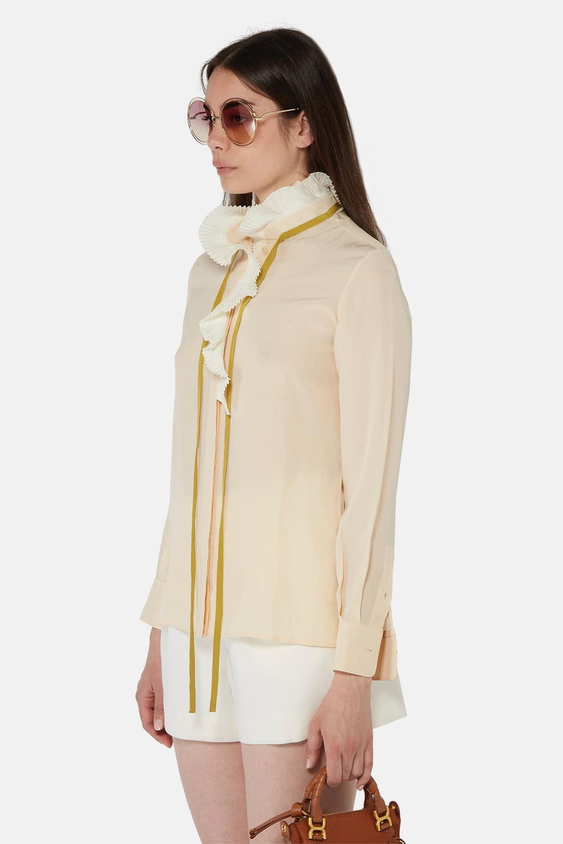 Chemise romantique en soie beige Chloé