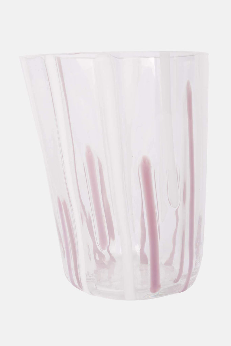 Verre en cristal blanc et rose Carlo Moretti