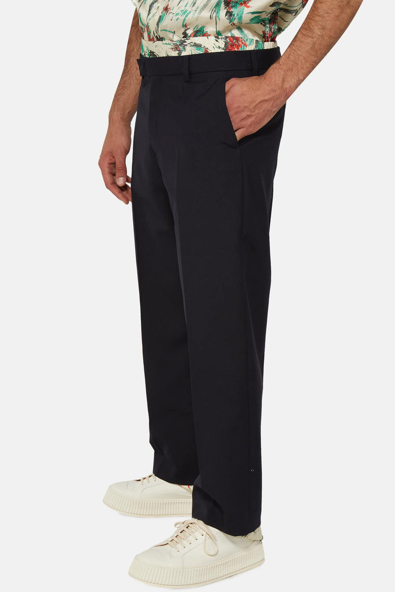 Pantalon droit noir avec sous-couche multicolore Dries Van Noten