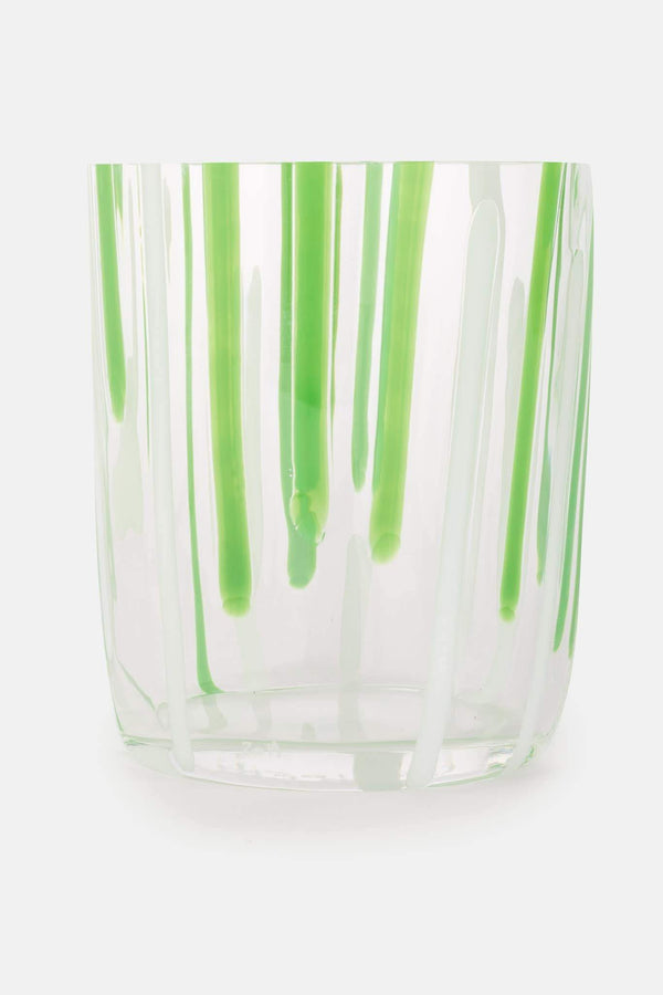 Verre en cristal vert et blanc Carlo Moretti