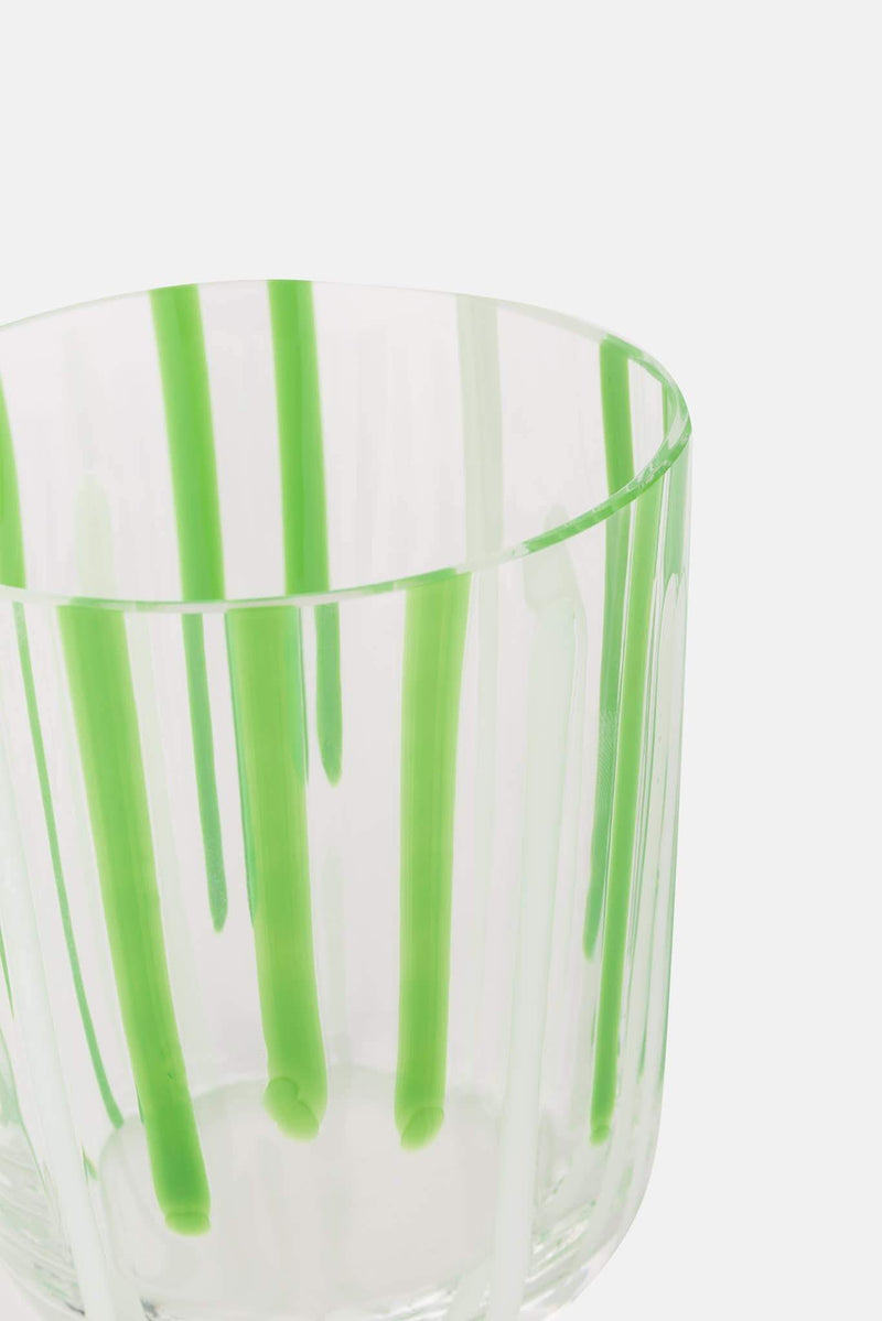 Verre en cristal vert et blanc Carlo Moretti