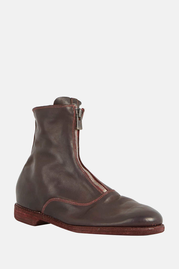 Bottines bordeaux en cuir de cheval "210" Guidi