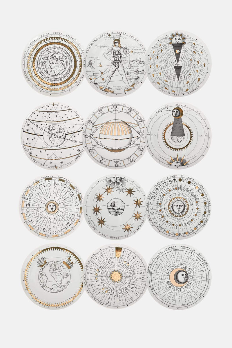 Set de 12 Assiettes murales Astronomici n°1 P10Z301 Fornasetti