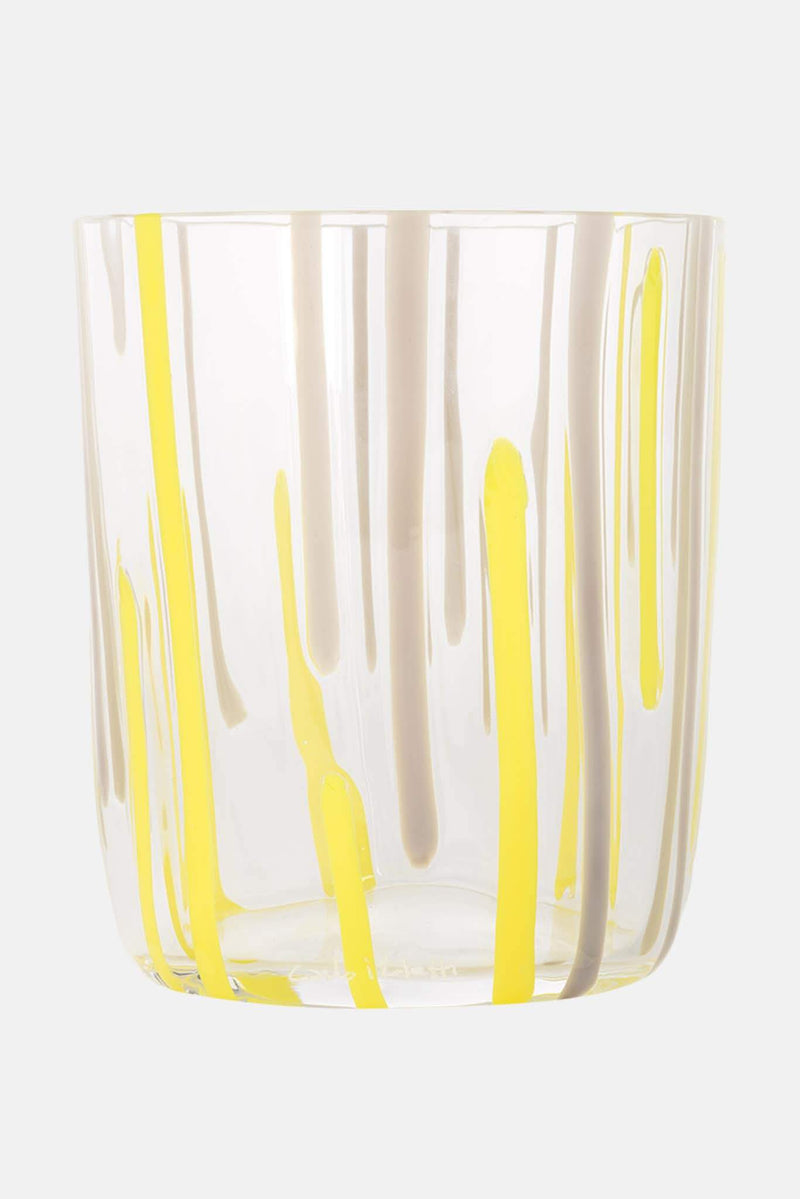 Verre en cristal jaune et gris Carlo Moretti