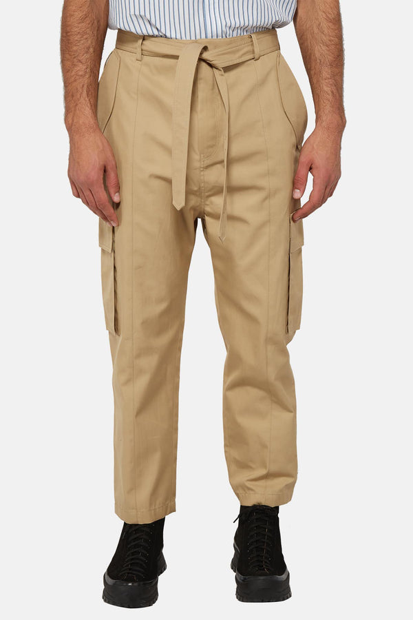 Pantalon droit cargo en coton beige Juun.J