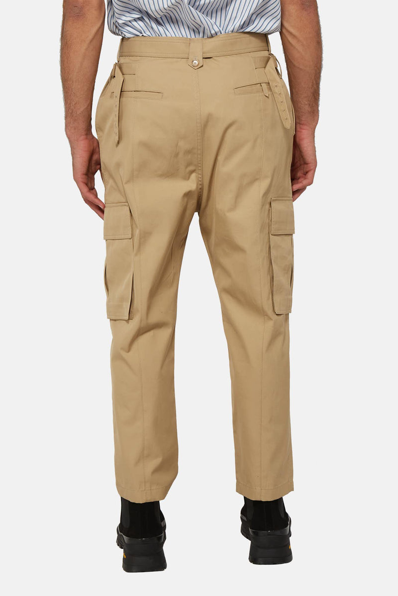 Pantalon droit cargo en coton beige Juun.J