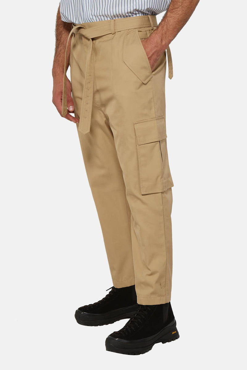 Pantalon droit cargo en coton beige Juun.J