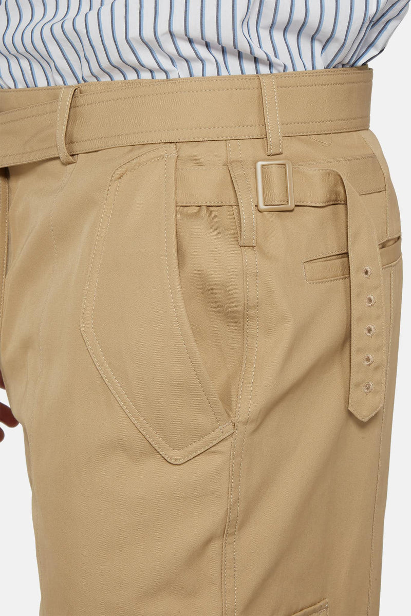 Pantalon droit cargo en coton beige Juun.J