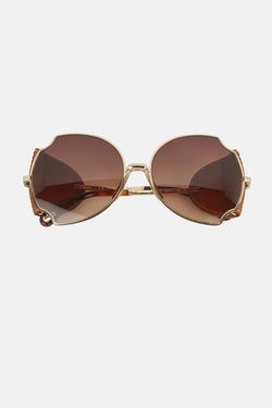 Lunettes de soleil marrons avec détails en cuir Chloé