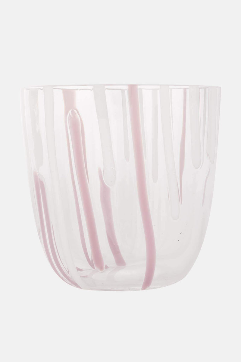 Verre en cristal rose et blanc Carlo Moretti