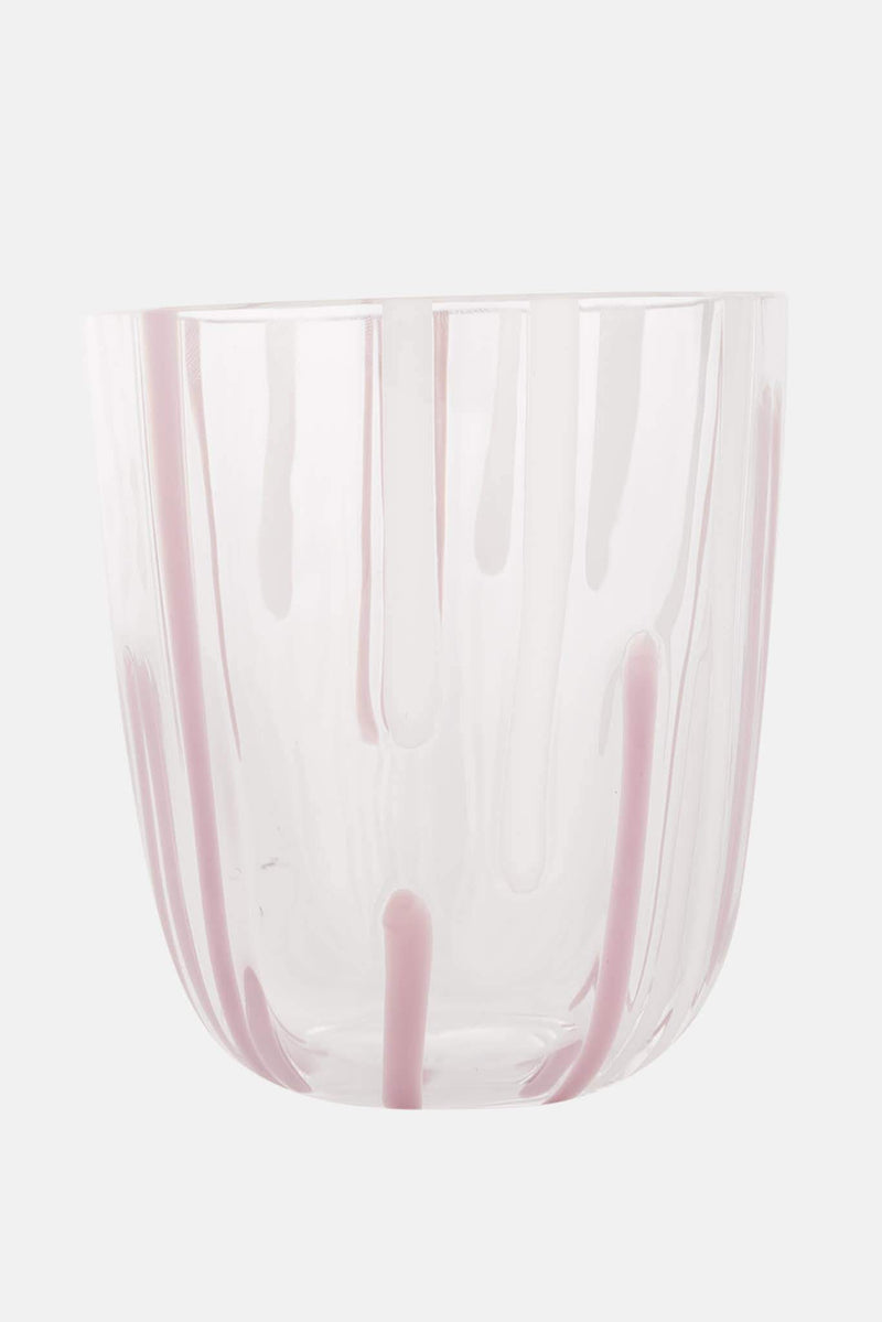 Verre en cristal rose et blanc Carlo Moretti