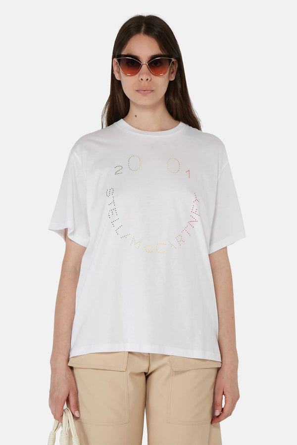 T-shirt blanc à imprimé multicolore Stella McCartney