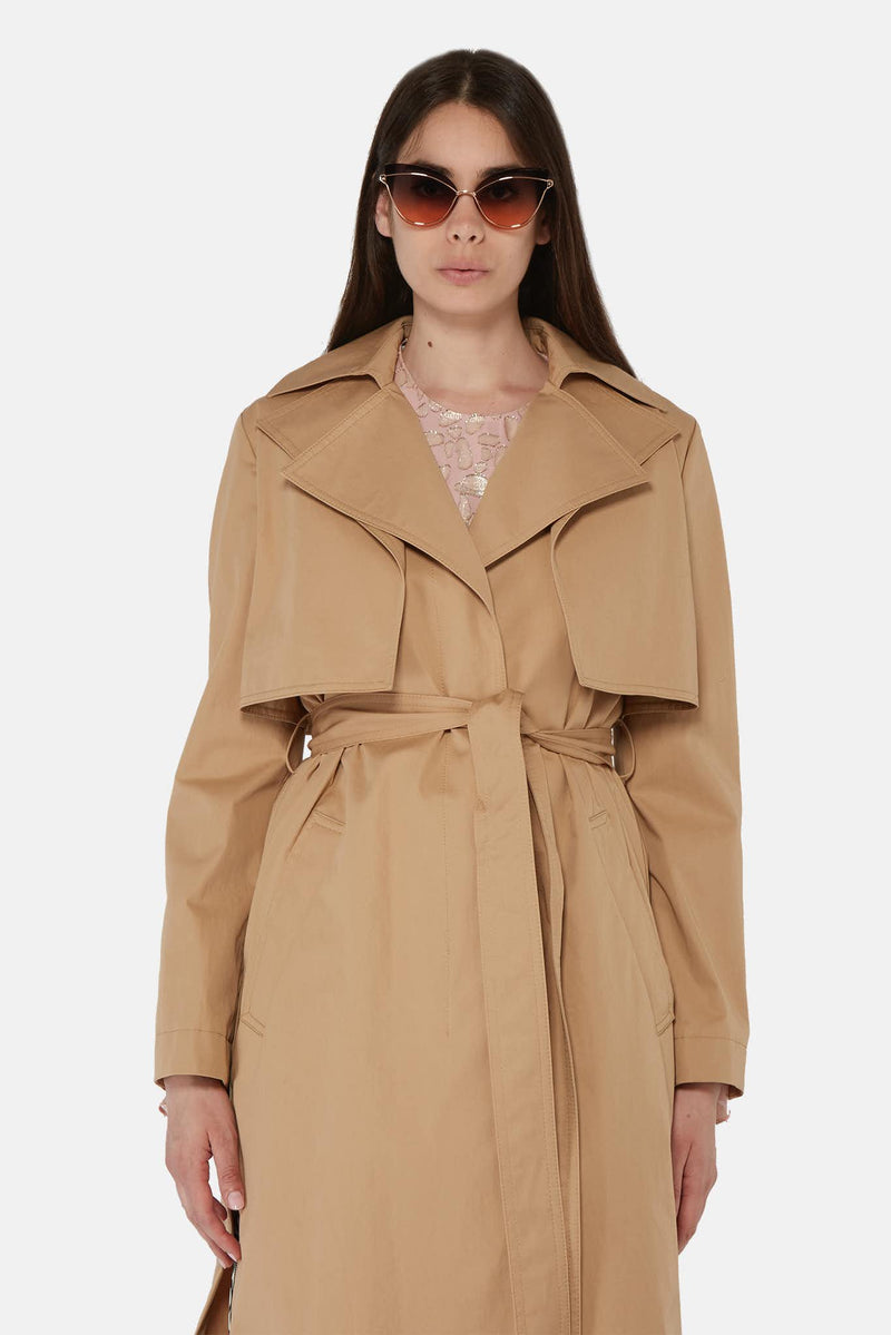 Trench en coton beige à bandes à logo Stella McCartney