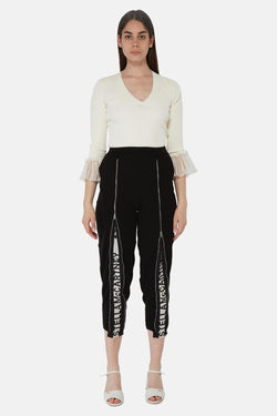 Pantalon noir à fentes à glissière Stella McCartney