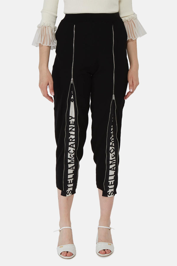 Pantalon noir à fentes à glissière Stella McCartney