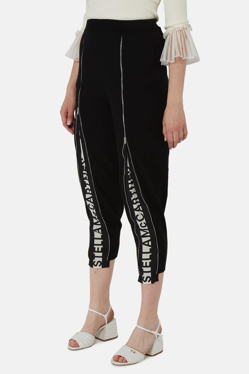 Pantalon noir à fentes à glissière Stella McCartney