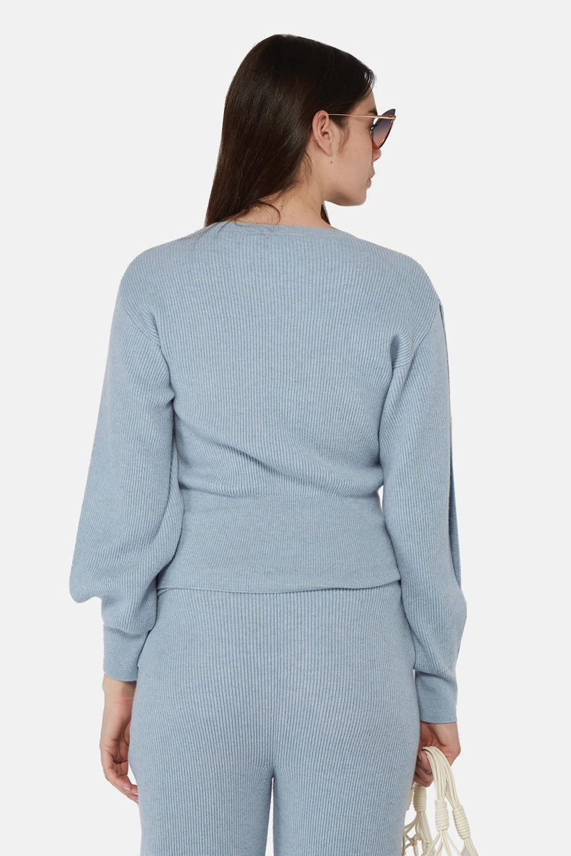 Pull en maille côtelée bleue Stella McCartney