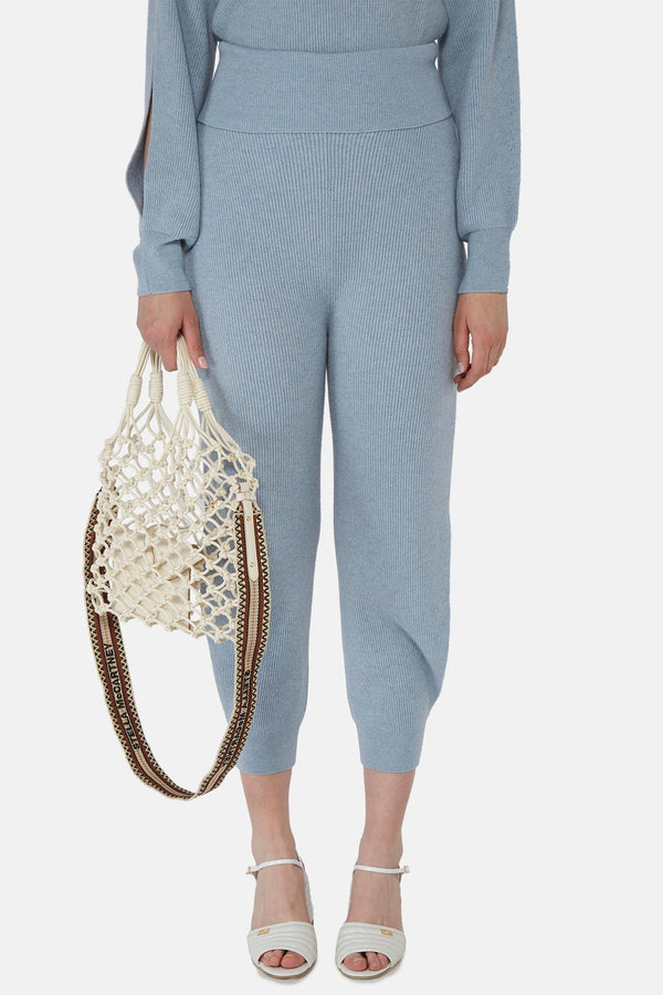 Pantalon décontracté en maille côtelée bleue Stella McCartney