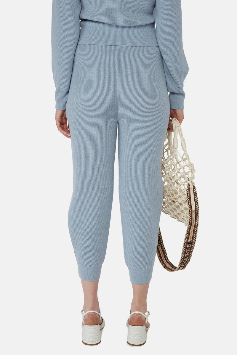 Pantalon décontracté en maille côtelée bleue Stella McCartney