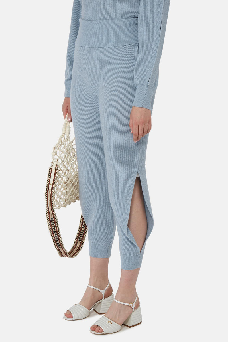 Pantalon décontracté en maille côtelée bleue Stella McCartney