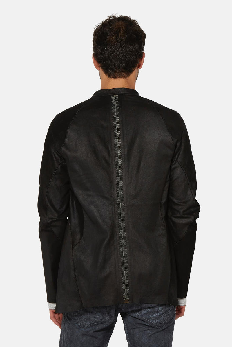 Veste en cuir d'agneau grainé noir Isaac Sellam