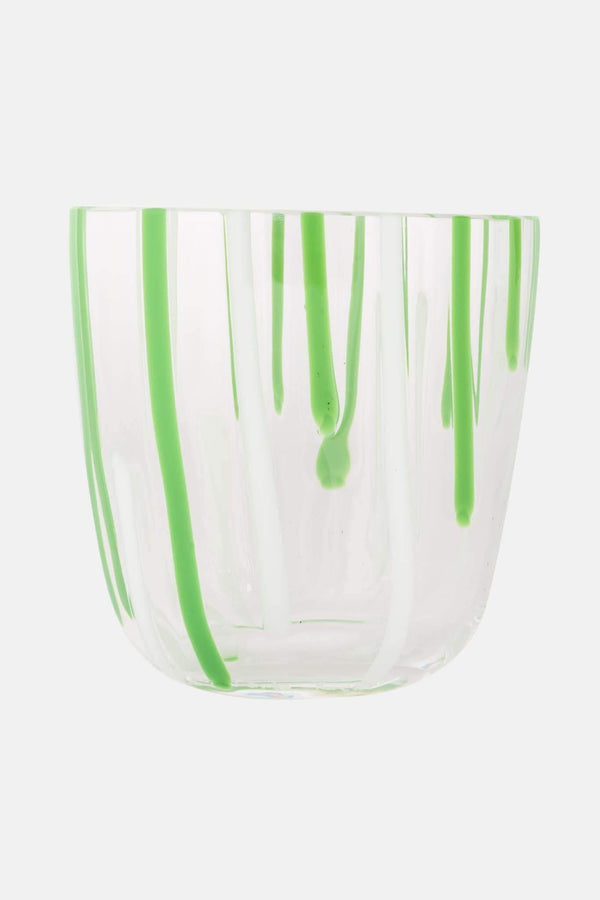 Verre en cristal vert et blanc Carlo Moretti