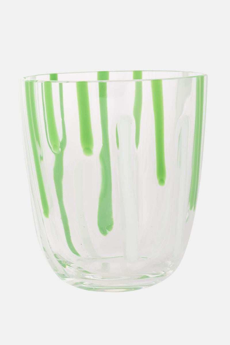 Verre en cristal vert et blanc Carlo Moretti