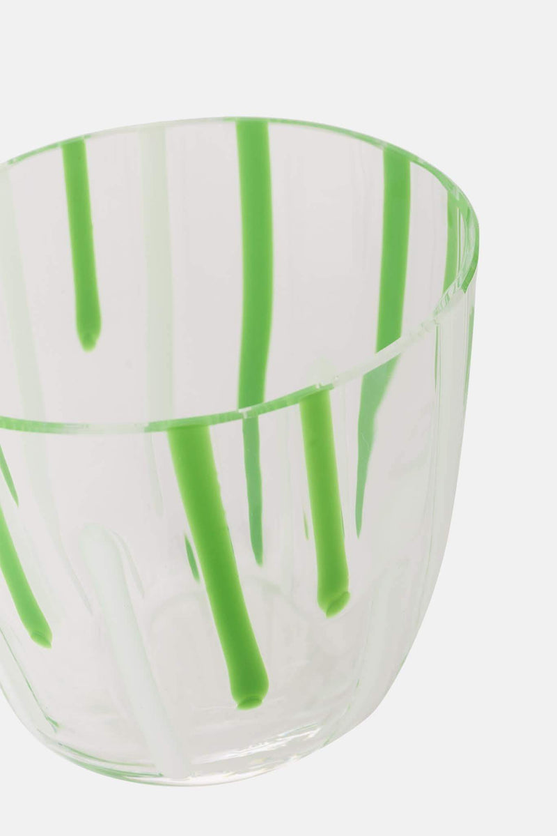 Verre en cristal vert et blanc Carlo Moretti