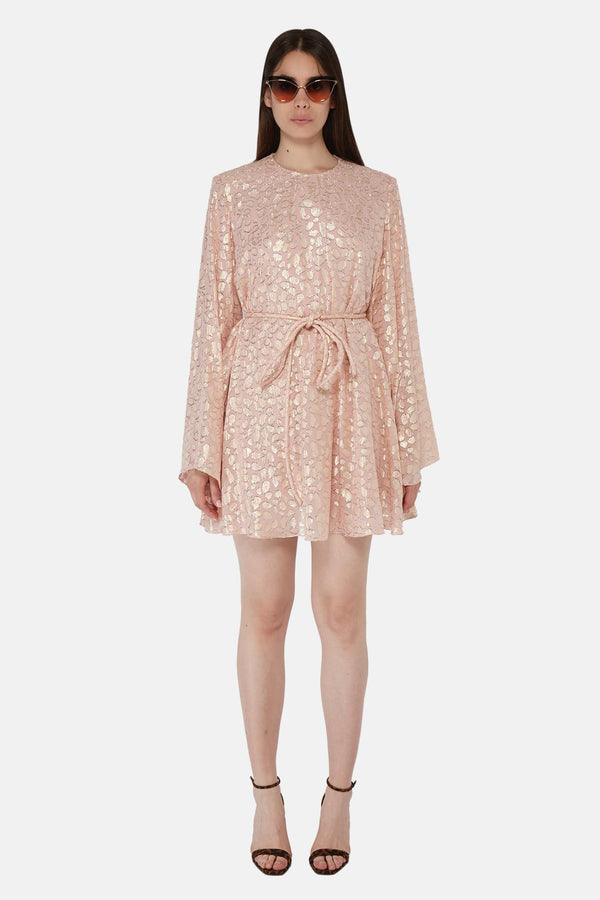 Robe courte rose à motif léopard doré Stella McCartney