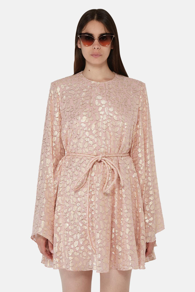 Robe courte rose à motif léopard doré Stella McCartney