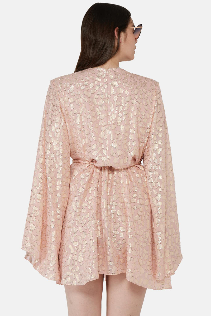 Robe courte rose à motif léopard doré Stella McCartney