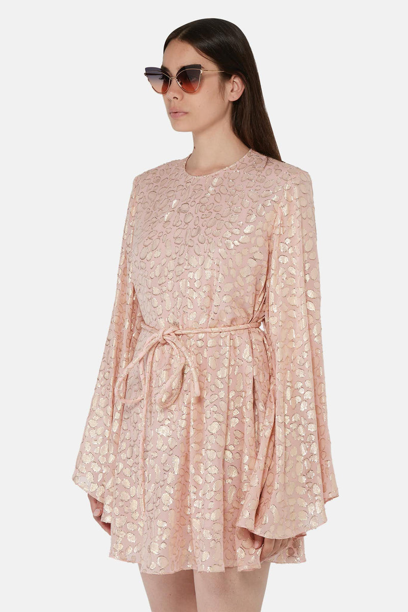 Robe courte rose à motif léopard doré Stella McCartney