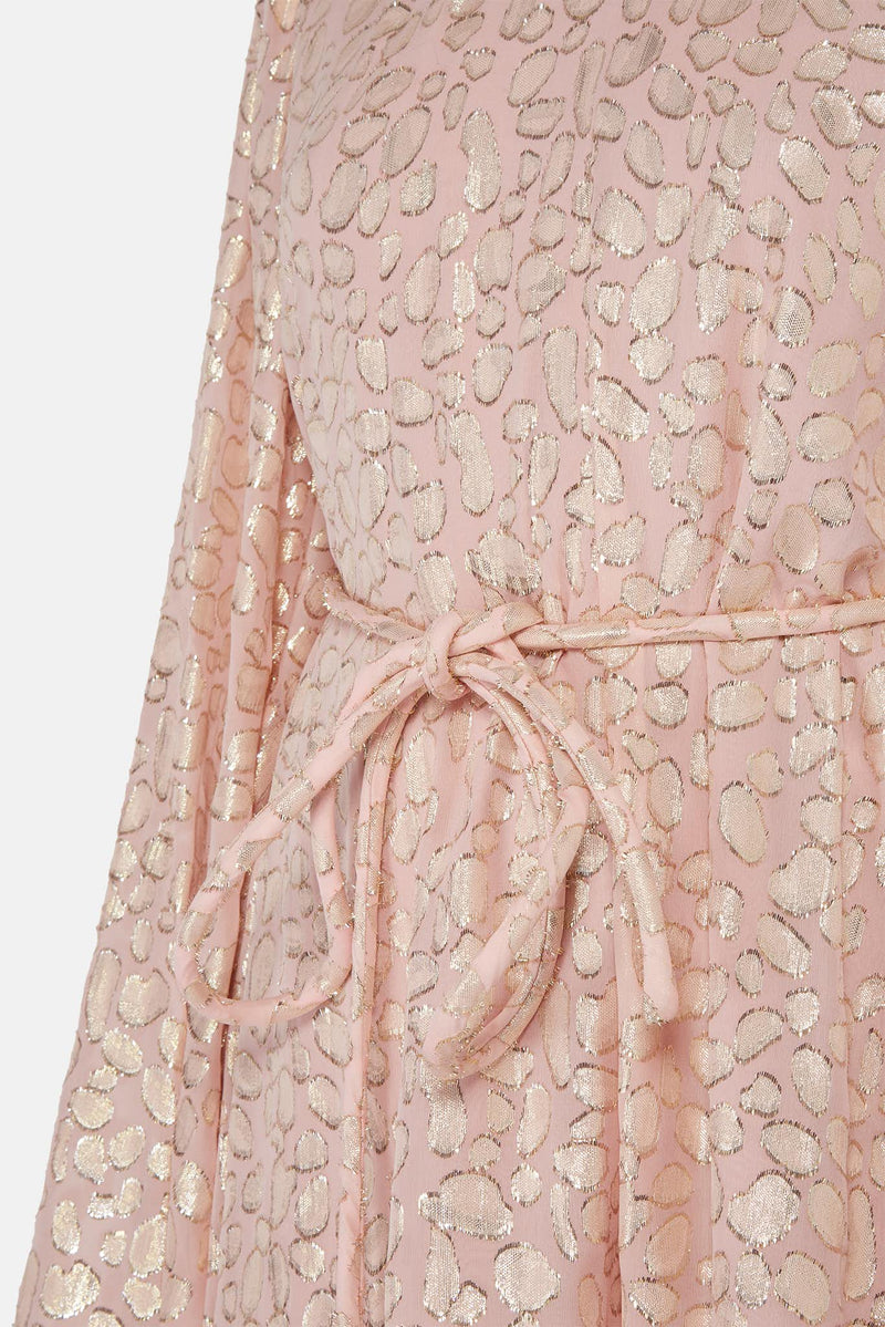 Robe courte rose à motif léopard doré Stella McCartney