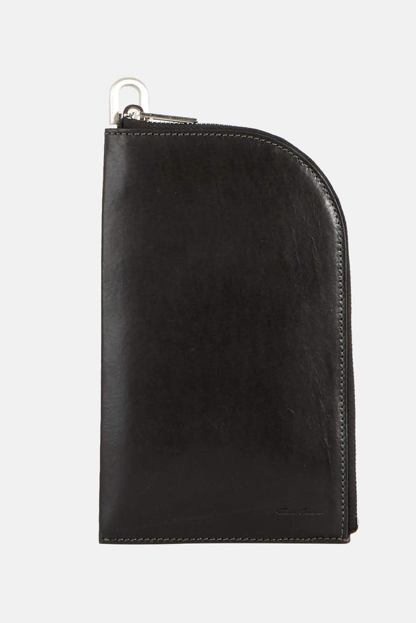 Mini porte-monnaie en cuir noir Rick Owens