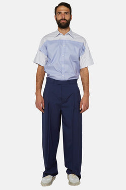 Pantalon ample en laine bleu marine Maison Margiela