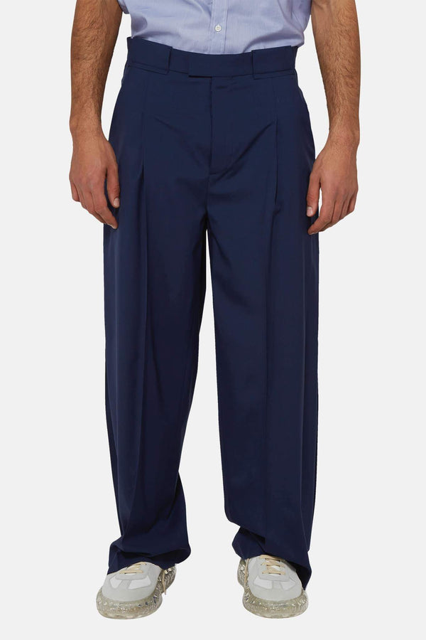 Pantalon ample en laine bleu marine Maison Margiela