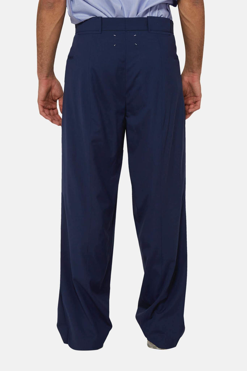 Pantalon ample en laine bleu marine Maison Margiela