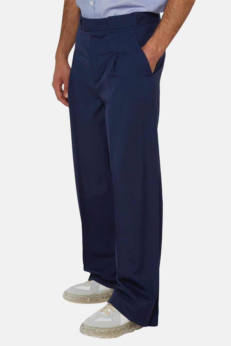 Pantalon ample en laine bleu marine Maison Margiela